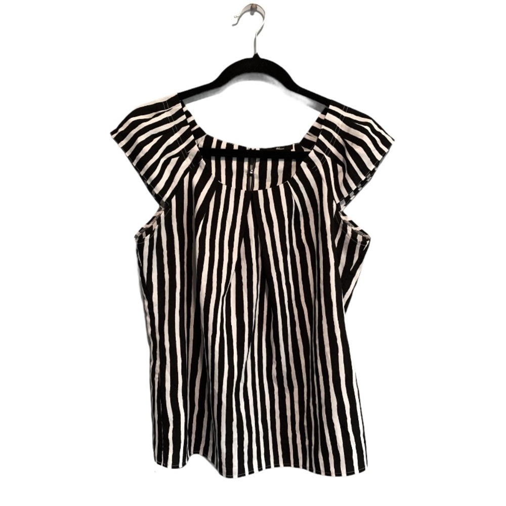 Milano Striped Sleeveless Blouse Small Black and White